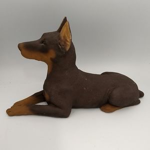 Vintage 1985 Sandicast Doberman Dog Sculpture 10.5” Signed Sandra Brue USA